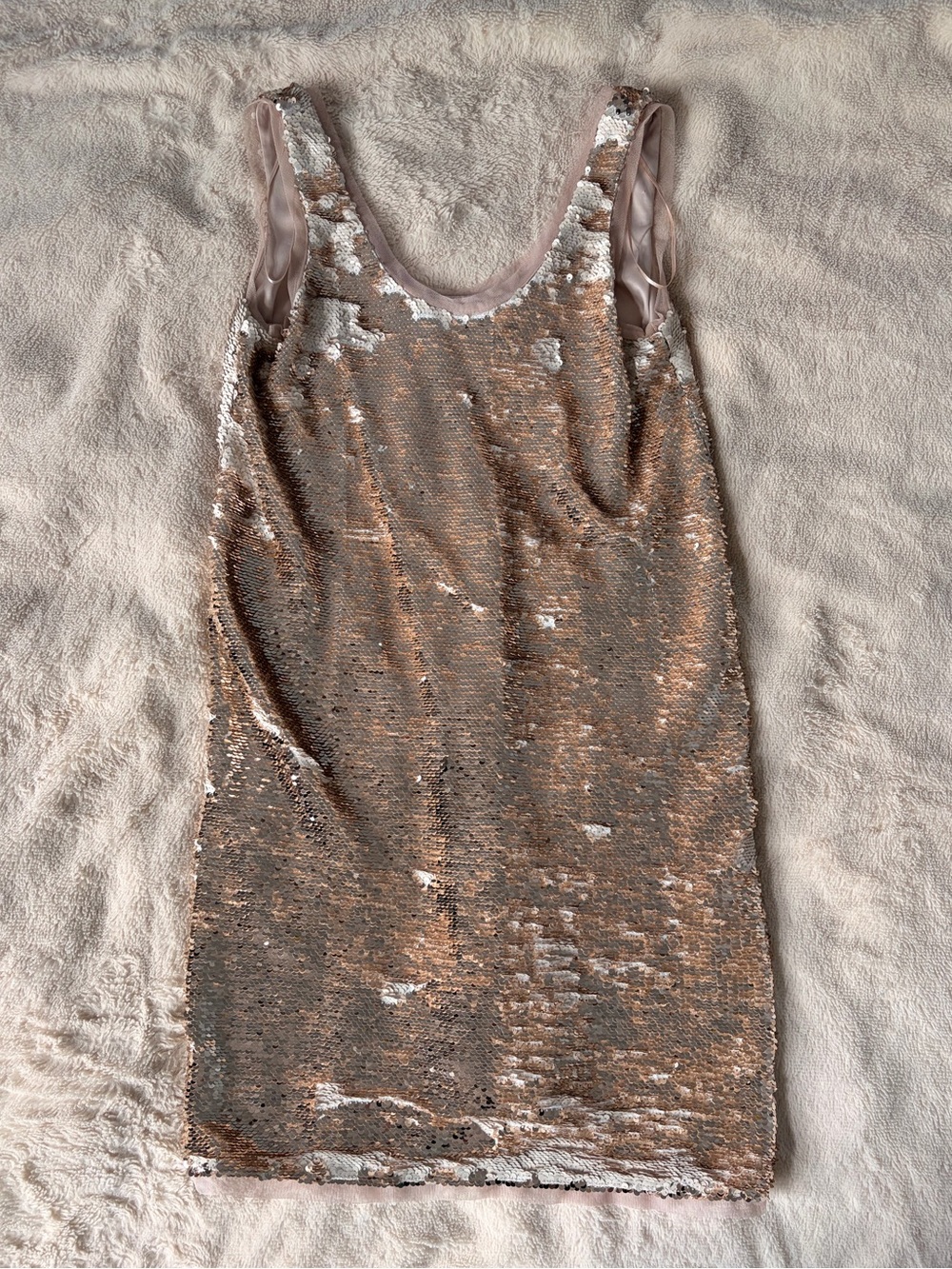 Sequin Scoop Neck Tank Dress - Gold